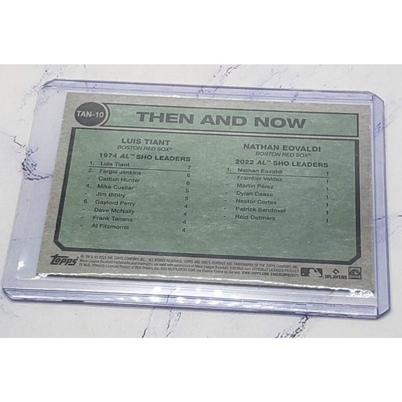 2023 Topps Heritage Then And Now Luis Tiant/Nathan Eovaldi TAN-10 - Picture 4 of 4